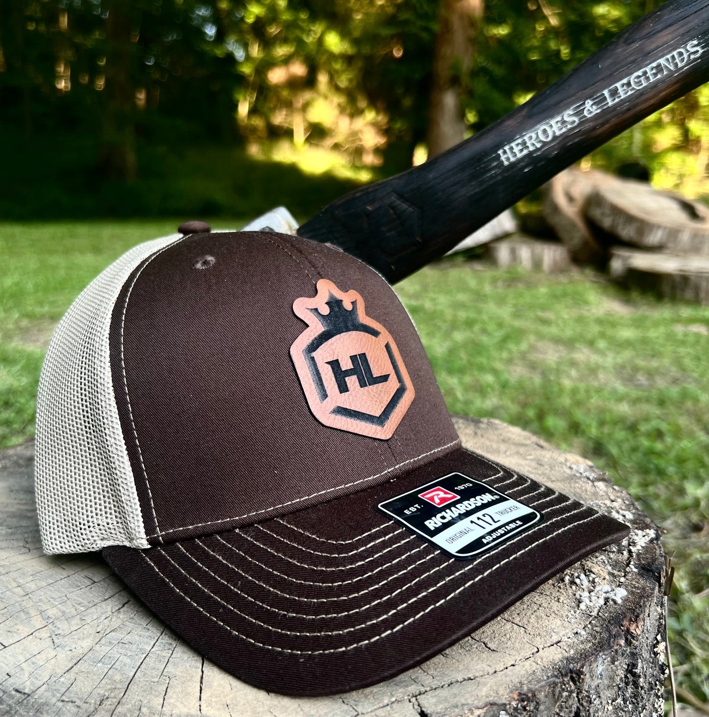 Heroes & Legends Richardson 112 Trucker Hat, Snap-Back with Leather Patch